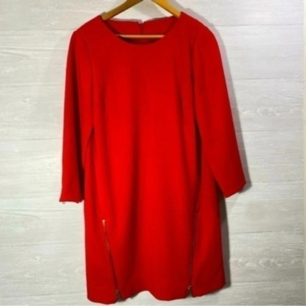 J. Crew Double Zip Shift Dress Size 10 Color Red